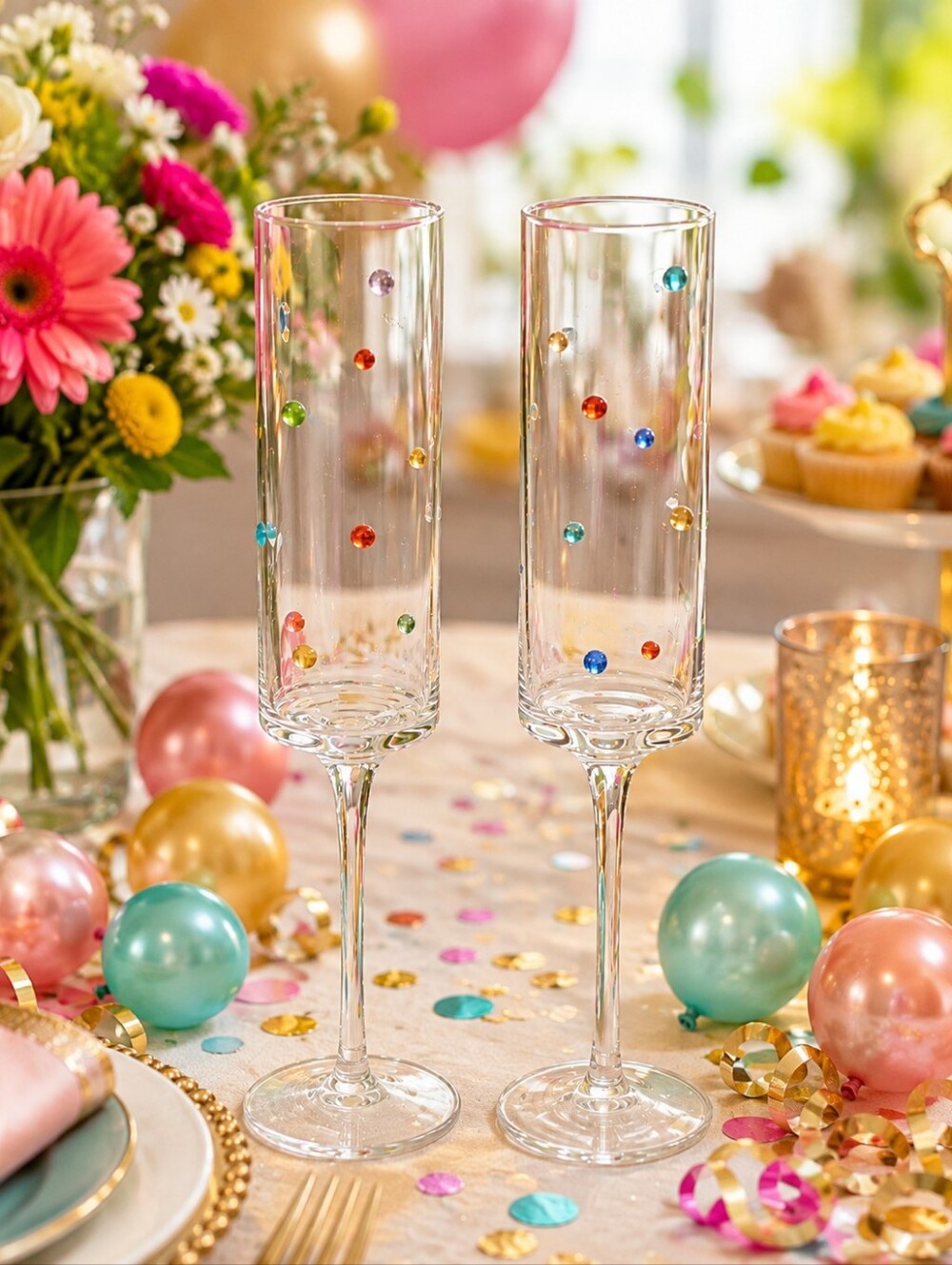 Confetti Dot Champagne Flutes